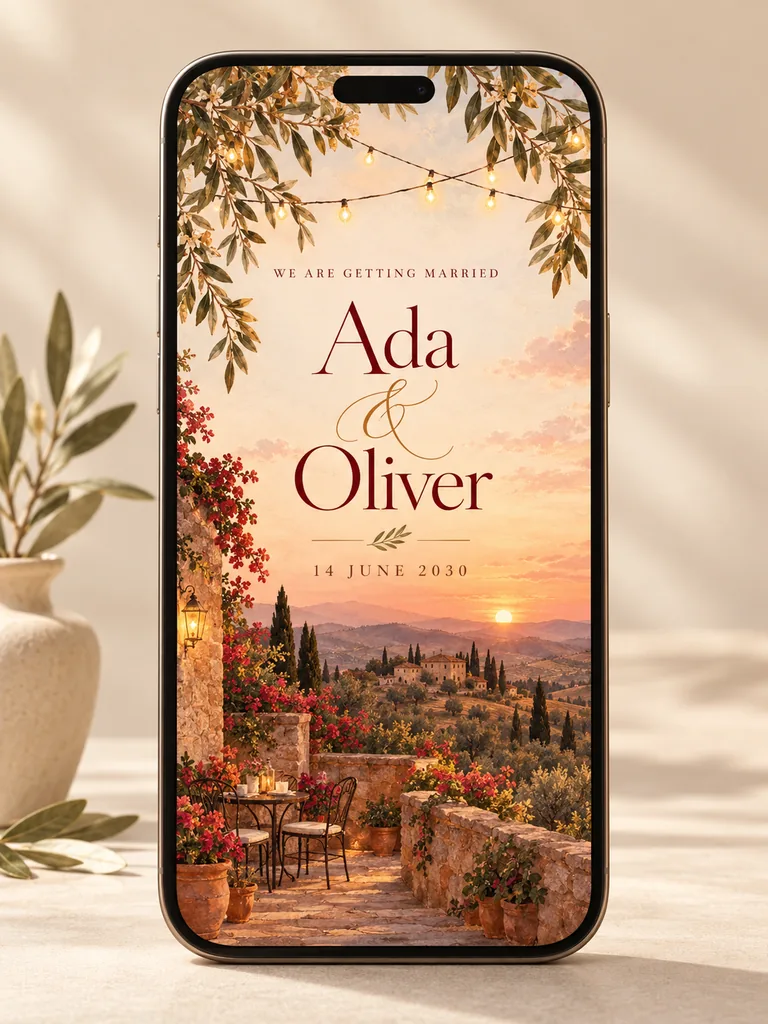 Tuscan Sunset Lights invitation preview